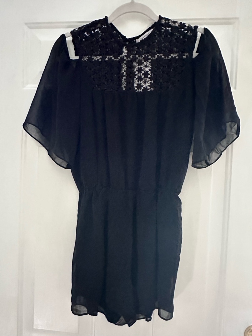 Large Lucy Paris new Women’s Black Lace Yoke Short romper